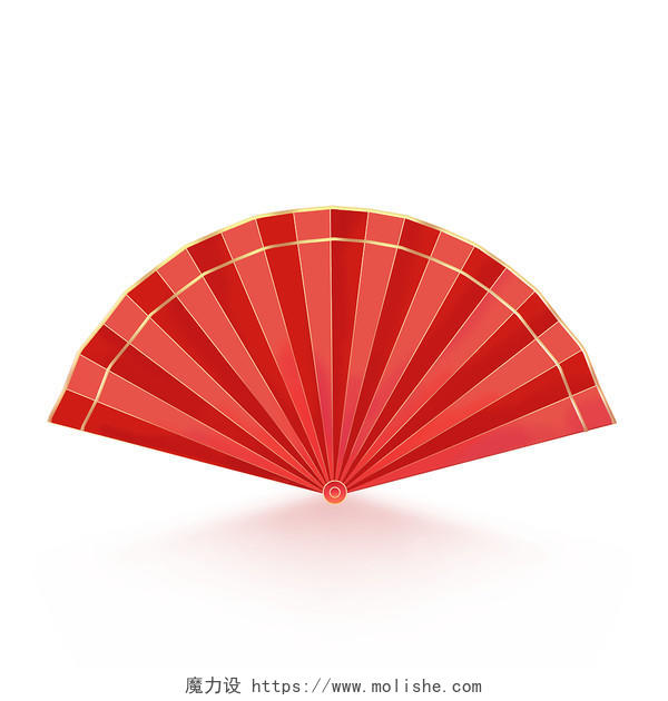 中国风红色扇子装饰素材国潮边框扇子